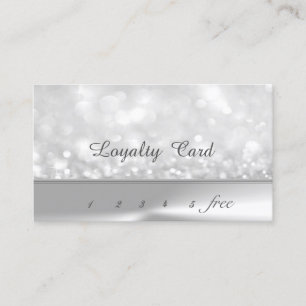 Elegant Stylish Silver  Bokeh   Loyalty Card