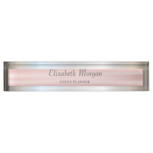 Elegant Stylish Silver, Stripe Nameplate
