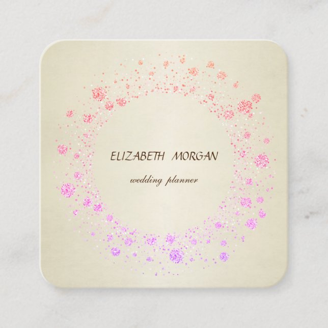 Elegant Stylish Simple, Confetti Square Business Card (Front)