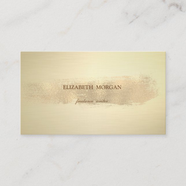 Elegant Stylish  Simple,Faux Gold Brush Stroke Business Card (Front)