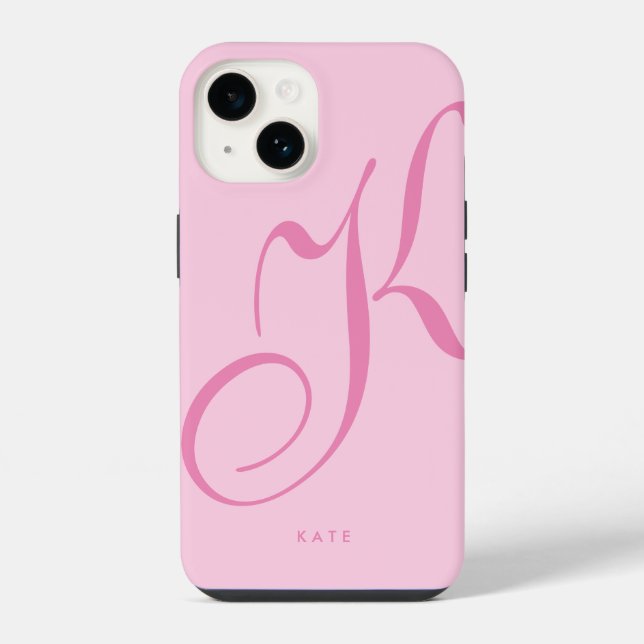 Elegant Stylish Simple Pink Script Name iPhone Case (Back)