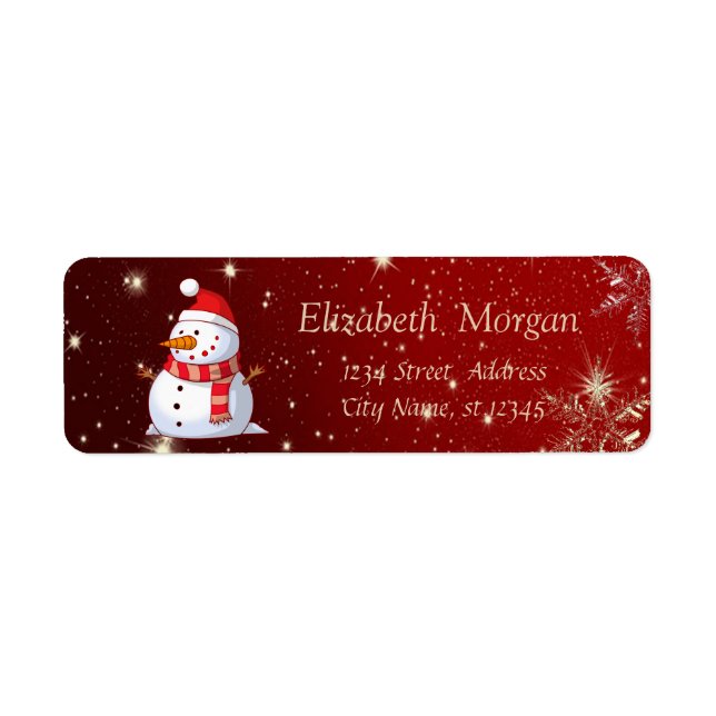 Elegant Stylish,Snowman,Snowflakes Return Address Label (Front)