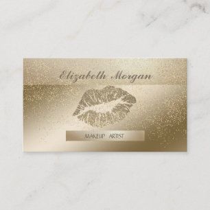 Elegant Stylish,Striped,Glitter Lips Gold Confetti Business Card