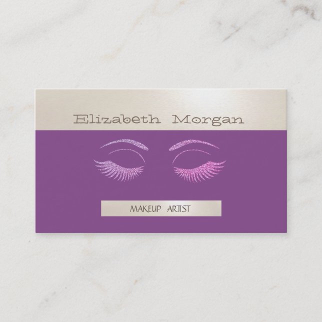 Elegant Stylish,Striped, Glittery Lashes Business Card (Front)