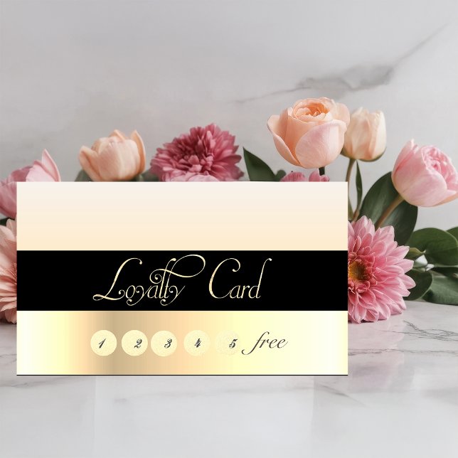 Elegant Stylish Striped ,Gold,Black,  Loyalty Card (Creator Uploaded)