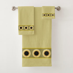 Elegant, Stylish Sunflowers on Beige Bath Towel Set