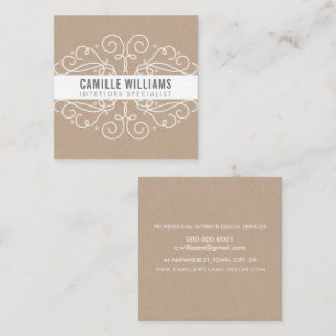ELEGANT stylish swirls art nouveau Eco Kraft White Square Business Card