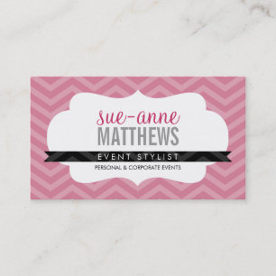 ELEGANT stylish trendy chevron pattern rose pink Business Card