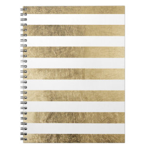 Elegant stylish trendy faux gold modern stripe notebook