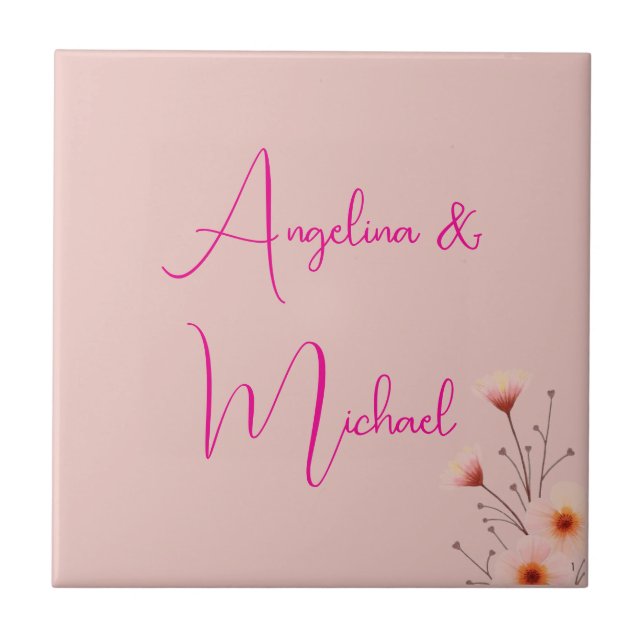Elegant Stylish Trendy Handwriting Script Name Ceramic Tile (Front)