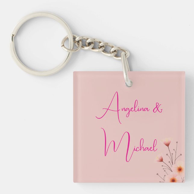 Elegant Stylish Trendy Handwriting Script Name Key Ring (Front)