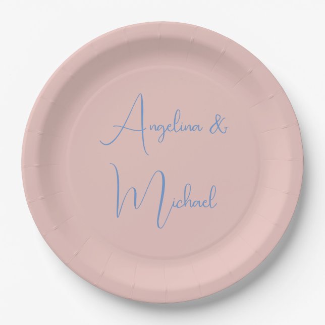 Elegant Stylish Trendy Handwriting Script Name Paper Plate (Front)