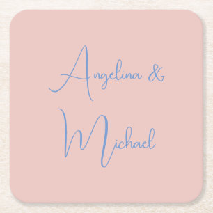 Elegant Stylish Trendy Handwriting Script Name Square Paper Coaster