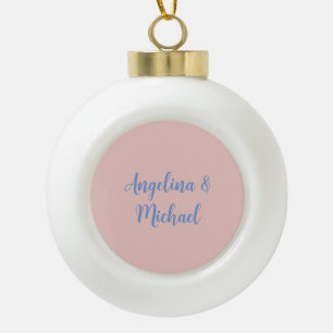 Elegant Stylish Trendy Unique Names Calligraphy Ceramic Ball Christmas Ornament
