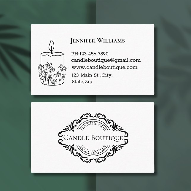 elegant stylish typography candle maker minimal business card (Creator Uploaded)