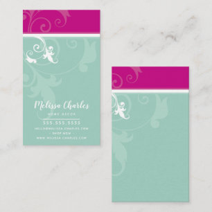 ELEGANT stylish verve foliage dark pin pastel mint Business Card