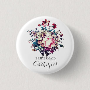 Elegant Stylish Vintage Roses Bouquet Wedding 3 Cm Round Badge