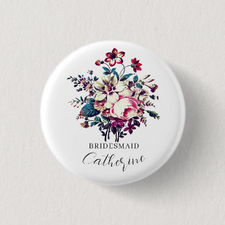 Elegant Stylish Vintage Roses Bouquet Wedding 3 Cm Round Badge