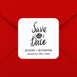 Elegant Stylish Wedding Save the date Square Sticker
