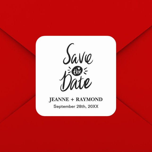 Elegant Stylish Wedding Save the date Square Sticker (Creator Uploaded)