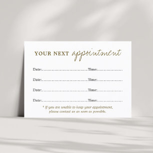 Elegant Stylish White Antique Gold Beauty Appointment Card