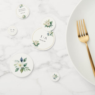 Elegant Stylish White Floral Personalised Wedding Confetti