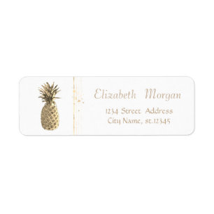 Elegant Stylish,White,Gold Pineaple Return Address Label