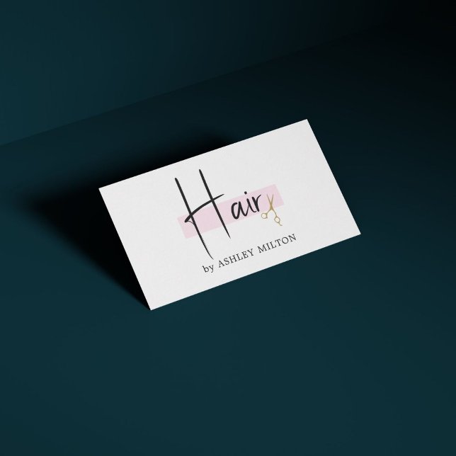 Elegant Stylish White Rose Golden Scissors Hair Business Card (Creator Uploaded)