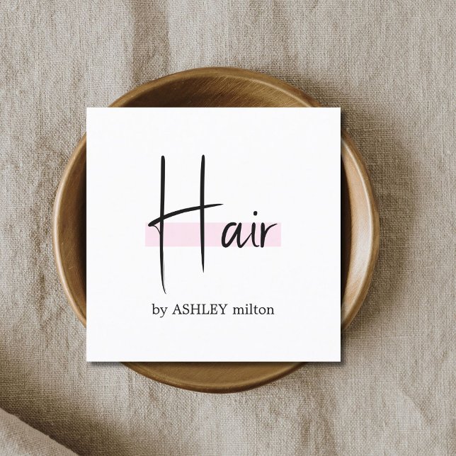 Elegant Stylish White Rose Hair Salon Square Business Card (Creator Uploaded)