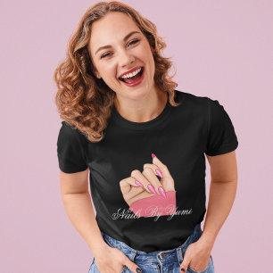 Elegant Stylist Black & Pink Nail Artist Uniform Tri-Blend Shirt