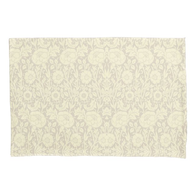 Elegant Subtle Beige Cream Floral Pattern Pillowcase (Front)