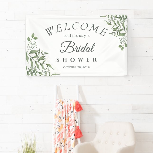 Elegant Succulent Eucalyptus Leaves bridal shower Banner (Insitu)