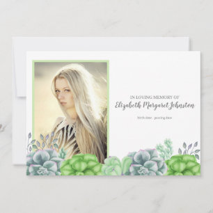 Elegant Succulent Garden In Loving Memory Funeral Thank You Card