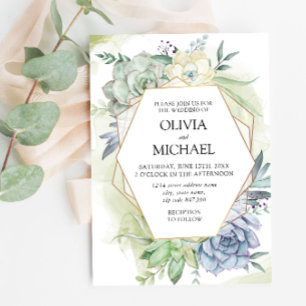 Elegant Succulent Greenery Wedding Invitation