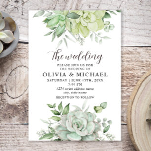 Elegant Succulent Greenery Wedding Invitation