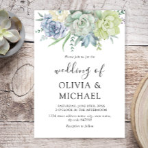 Elegant Succulent Greenery Wedding Invitation