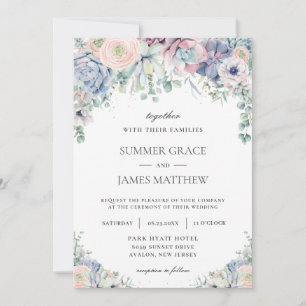 Elegant Succulents Blush Floral Greenery Wedding  Invitation
