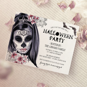 Elegant Sugar Skull Adult Halloween Party Invitation