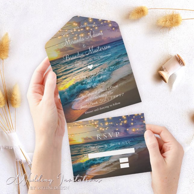Elegant Summer Beach All in One Wedding Invitation (Creator Uploaded)