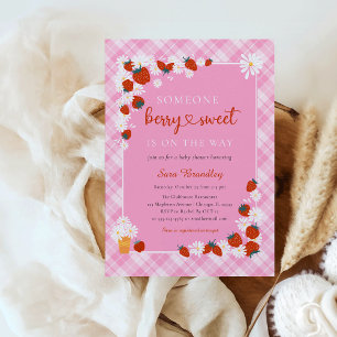 Elegant Summer Daisy Berry Sweet Baby Shower Invitation