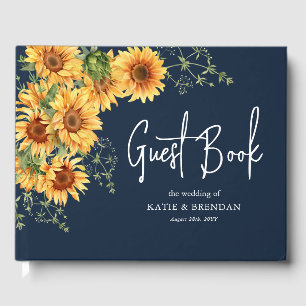 Elegant Summer Fall Sunflower Wedding Guest Book