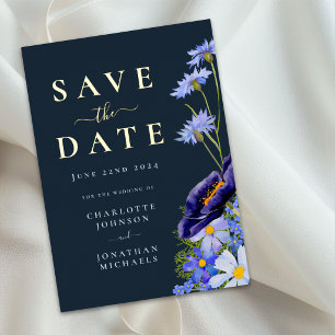 Elegant Summer Floral Gold Blue Wedding