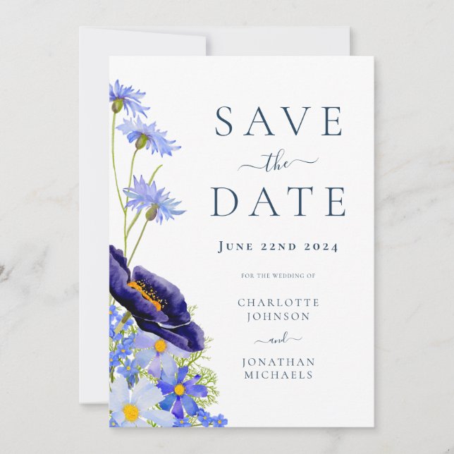 Elegant Summer Floral Wedding Save The Date (Front)