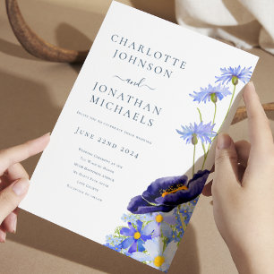 Elegant Summer Floral Wildflower Blue Invitation
