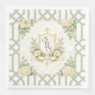 Elegant Summer Garden Soirée Floral Monogram Napkin