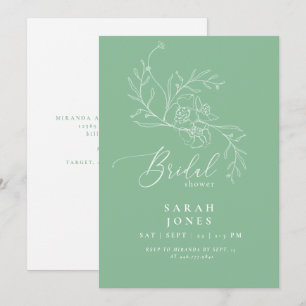 Elegant Summer Green Botanical Bridal Shower Invitation