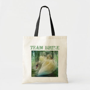 elegant summer lake white swan wedding tote bag