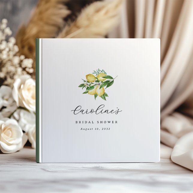 Elegant Summer Lemon Floral Bridal Shower Guest Book (Creator Uploaded)