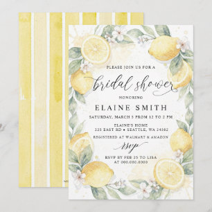 Elegant Summer Lemon Lime Citrus Bridal Shower Invitation
