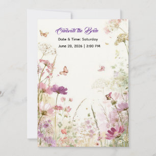 Elegant Summer Meadow Wildflowers Bridal Shower Invitation
